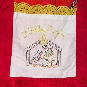 NWT Olive Mae 4T Oh Holy Night Embroidered Nativity Christmas Dress Red